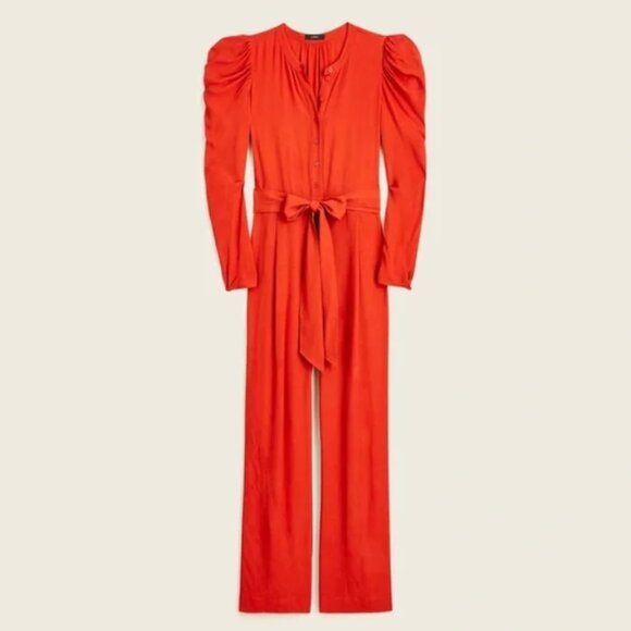 NWT J. Crew New Drapey Puff-Sleeve Jumpsuit Holiday Red Sz 6 **Shipping On US!** - Picture 2 of 11